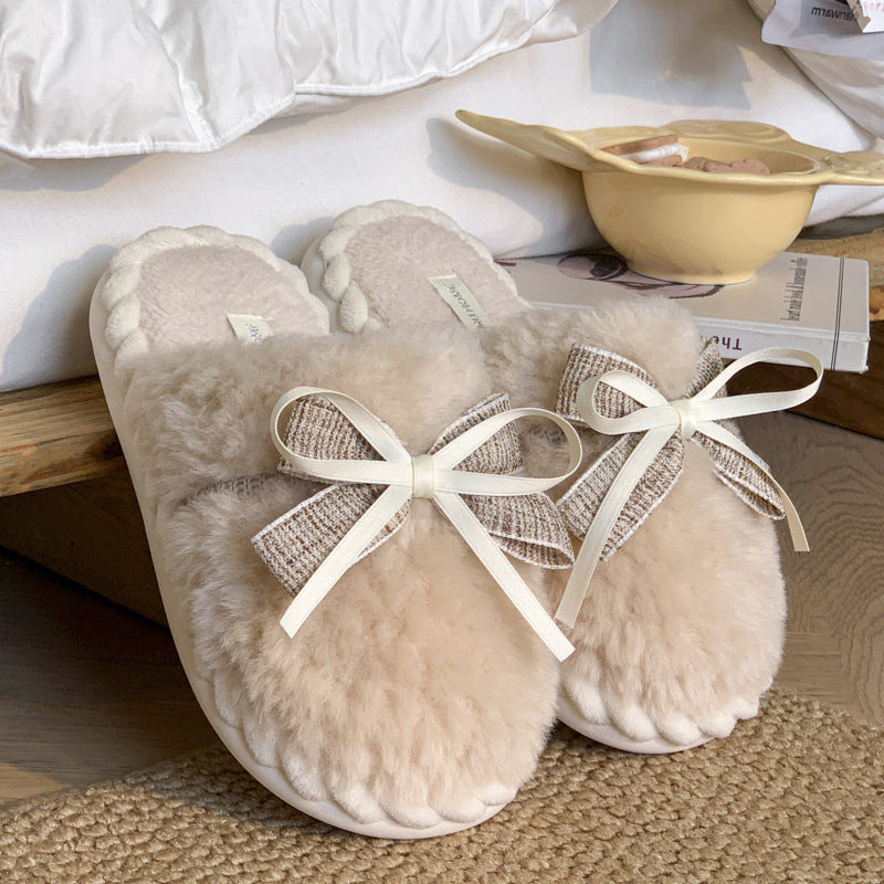 Lovely-cotton-bow-tie-slippers - www.lovelygirlusa.com